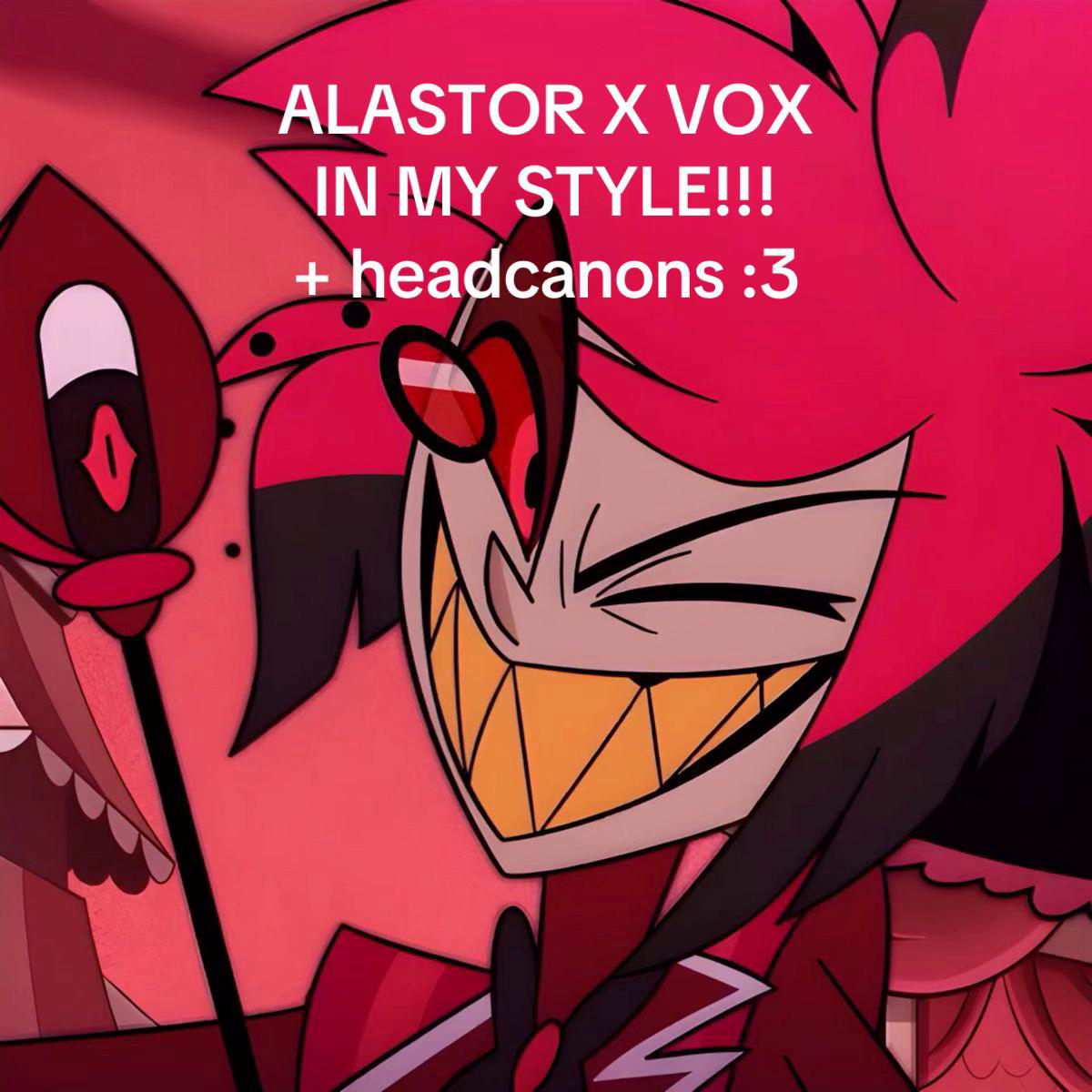 I don’t care if you hate the ship they are lit me and my bf! The way vox is a loud ADHD gremlin and Alastor is his neurodivergent boyfriend, the only one who can calm him down really speaks to me,, also vox being a screen and alastor being a radio is literally symbolic of how they communicate but never understand each other and yet still hold hands through the static. #Alastor #Vox #artist #matchingpfp #mlm